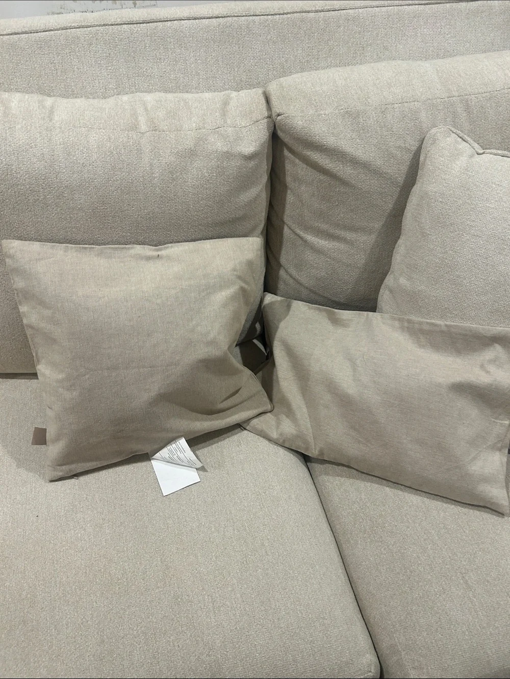 Decorative Cream Throw Pillows with Red Cutout Overlay - Set of 2